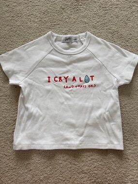 Mayfair I Cry A Lot White Graphic Tee